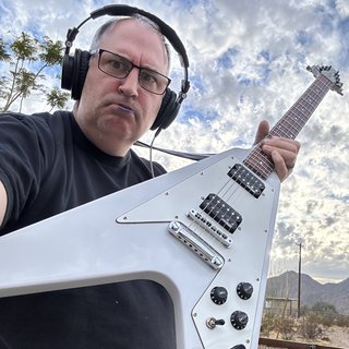 Chris playing his 1982 Bradley Flying V